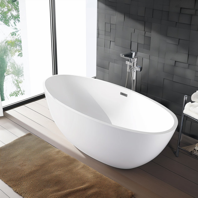 66.9'' x 31.5'' Soaking Fiberglass Bathtub