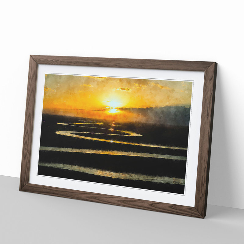 Sunset View Vol.1 - Picture Frame Painting, Walnut Framed, 48cm H x 65cm W x 2cm D