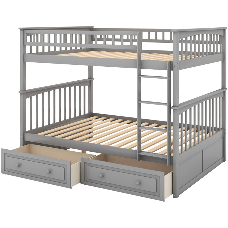 Lit double superposé au-dessus de couleur grise, avec rangement de tiroir pratique, tiroirs de construction - un délice de chambre à coucher robuste
