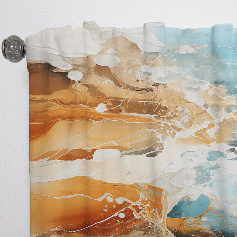 Dillian Teal Waves Fight - Nautical Curtain - Velvet Room Darkening - 1 panel, 52" W x 84" L
