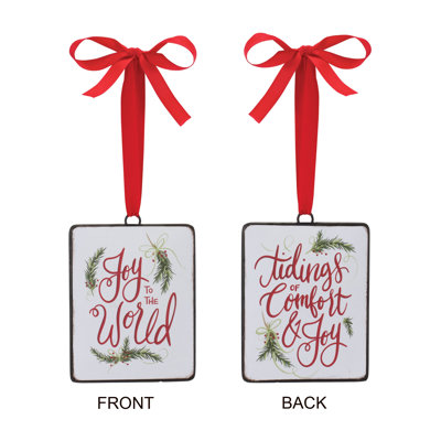 5.25'' Metal Christmas Phrases Holiday Shaped Ornament
