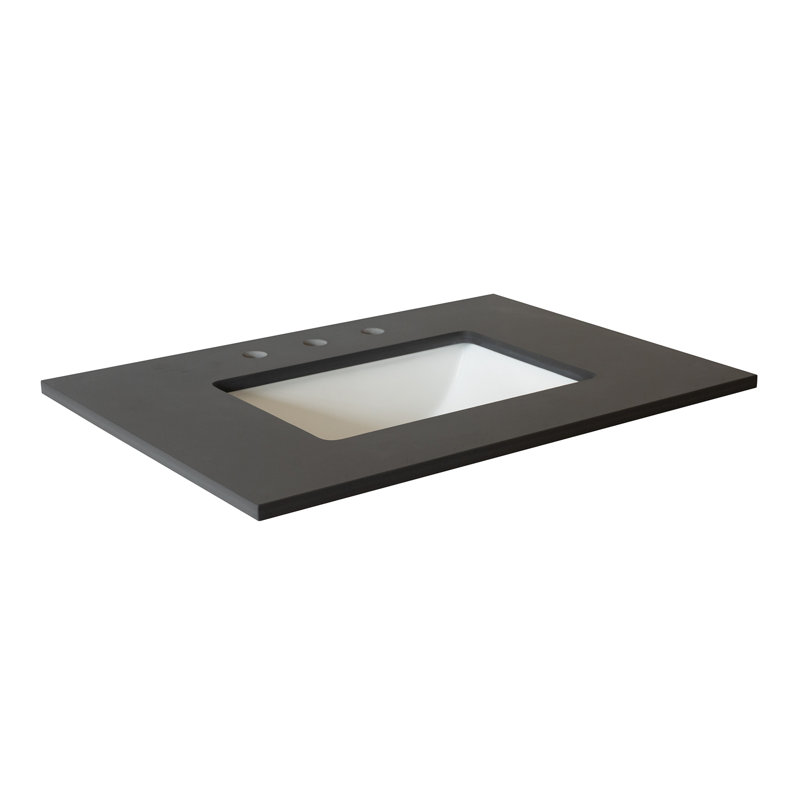Comptoir en quartz gris 31 po avec lavabo rectangulaire