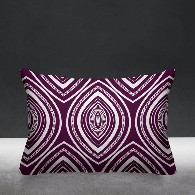 Coussin décoratif intérieur / extérieur Gateson Tribal, 14 po x 20 po, Mauve, Rectangulaire
