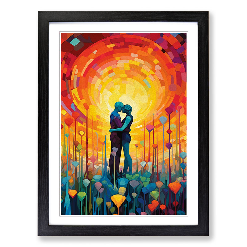 Lovers Colour Field No.3 - Single Picture Frame Print on Wood, Black Framed, 64cm H x 46cm W x 2cm D