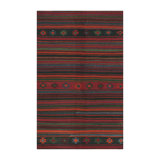 Vintage Persian Kilim In Burgundy With Polychromatic Stripes By Rug & Kilim
