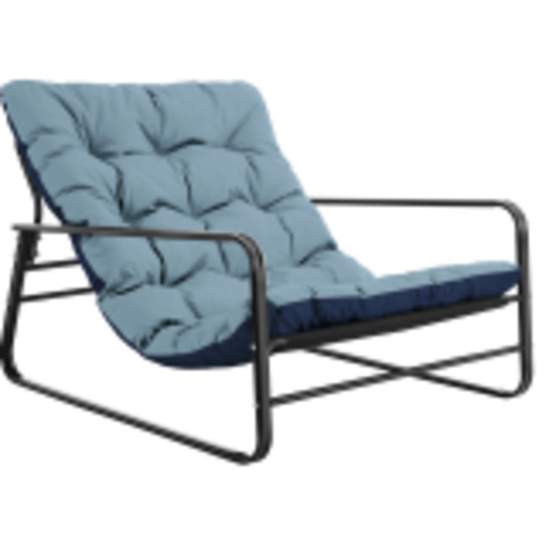 2-seater Steel Outdoor Recliner W/ Reversible Cushion - Garden, Patio & Balcony Lounge Chair, Blue