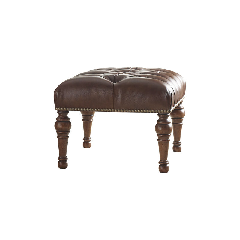 Leopold Wingback Chair with Ottoman, Windsor, Rialto Pecan Genuine Leather