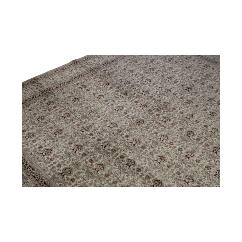 Tapis ivoire et beige noué à la main de haute qualité