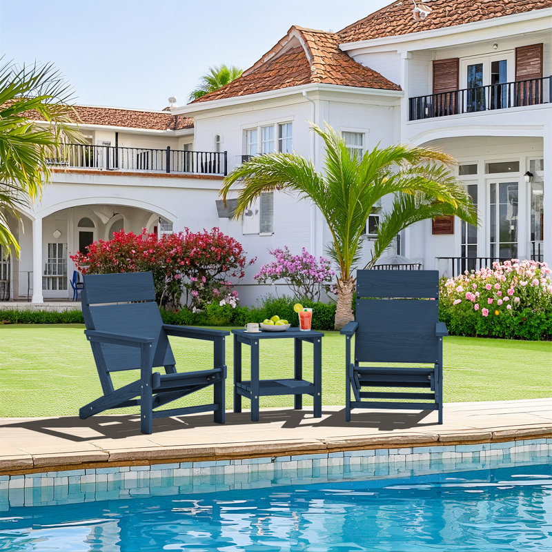 HDPE All-Weather Solid Panel Adirondack Chair, Navy