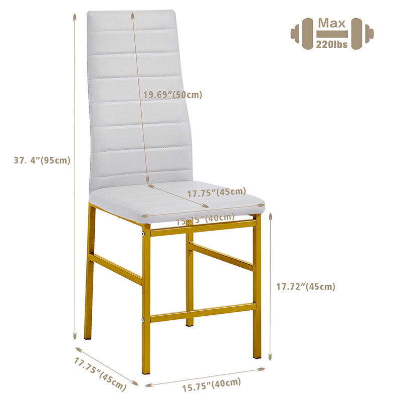 Aireona 45cm H Upholstered Metal Parsons Chair, Gold, White