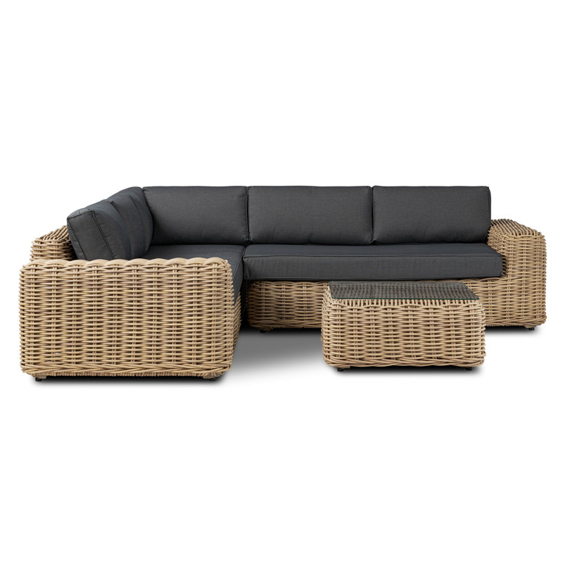 Ensemble de conversation d'extérieur pour 4 personnes avec coussins Admiral, Gris foncé