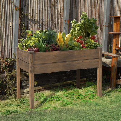 Rigney  Outdoor Fir Wood Elevated Planter with Fabric Liner & Drainage Holes