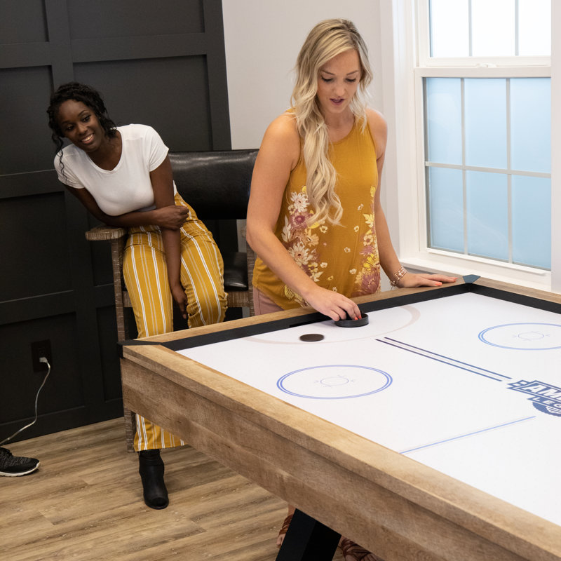 American Legend Kirkwood 84” Air Powered Hockey Table with Rustic Wood Finish, K-Shaped Legs and Modern Design