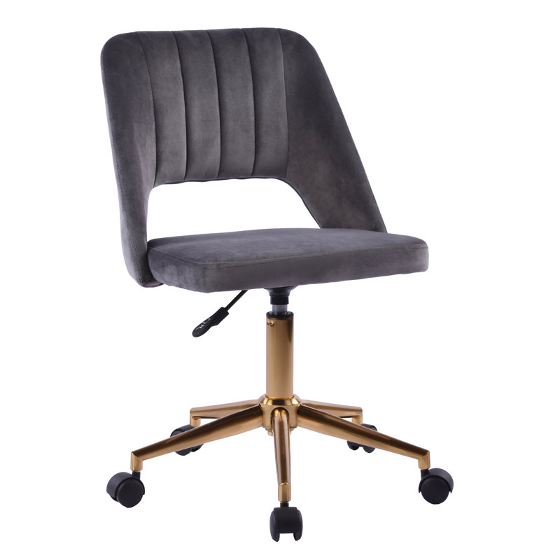 Maya Swivel Vanity Chair with 360 Degree Rotation Modern Makeup Desk Seat with Adjustable Height, Dark Gray