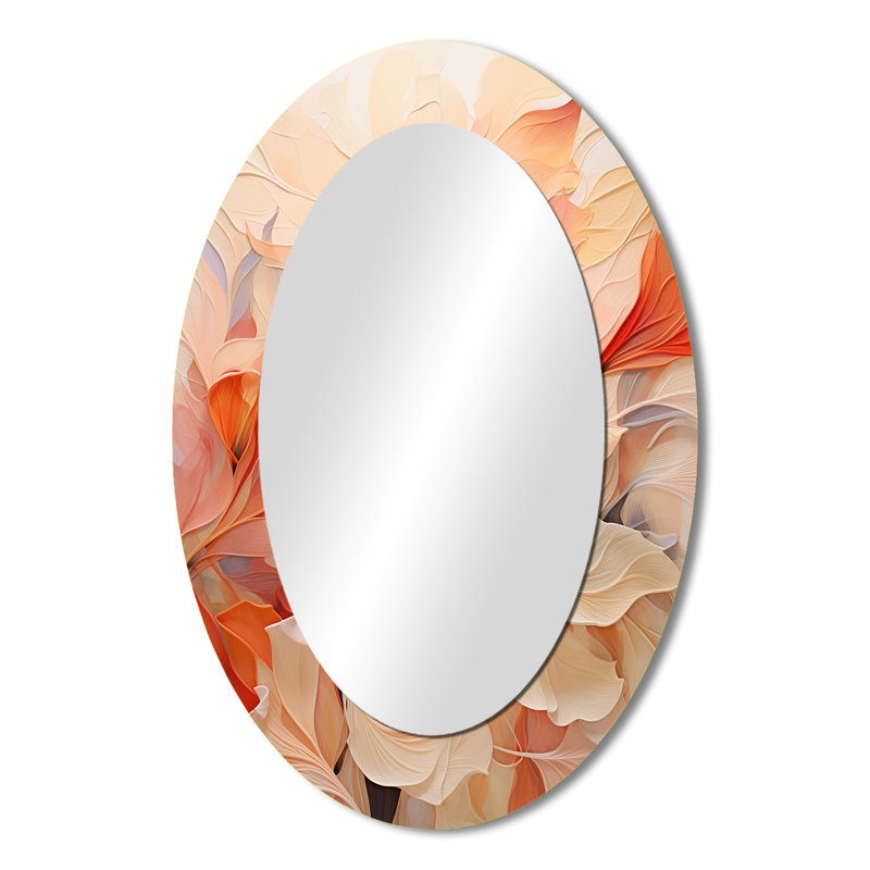 Minimalisme pêche - Miroir mural ovale pêche, 36 po x 24 po