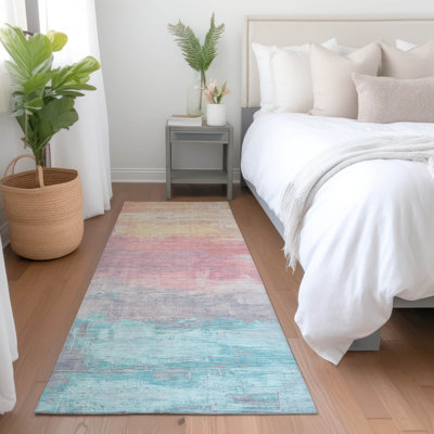 Machine Washable Indoor/Outdoor Claudian ACN1480 Salmon Rug