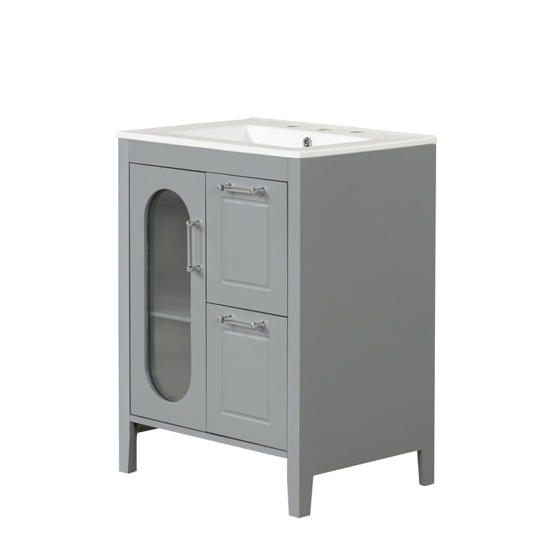 Meuble-lavabo 24 po avec lavabo, Gris