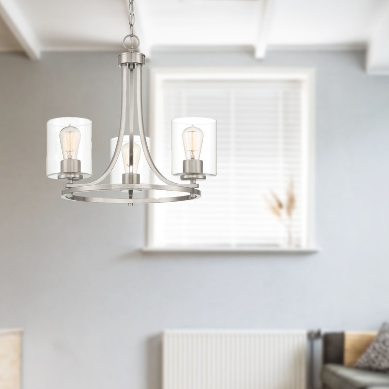 Lustre classique à 3 lumières Raelyn, Satin platine