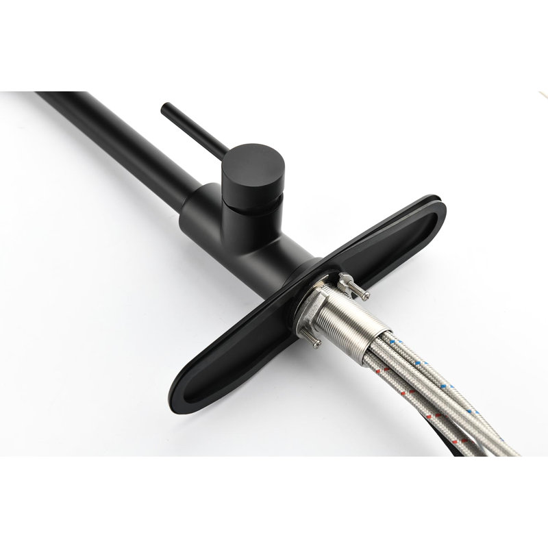 Robinet rétractable pour la cuisine, acier inoxydable noir mat, buse rotative à 360 °, deux réglages de débit d'eau, cuisine simple à contrôle de température et de débit noir avec douchette rétractable, acier, options,