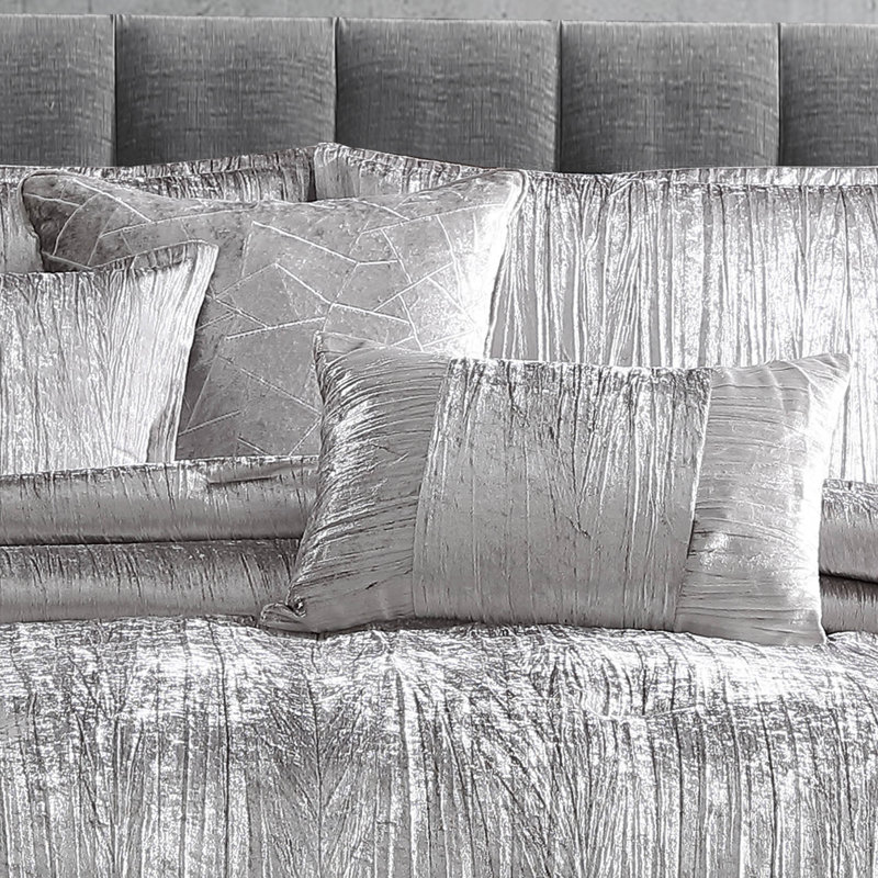 Turin Reversible Comforter Set, King Comforter + 6 Additional Pieces, Silver