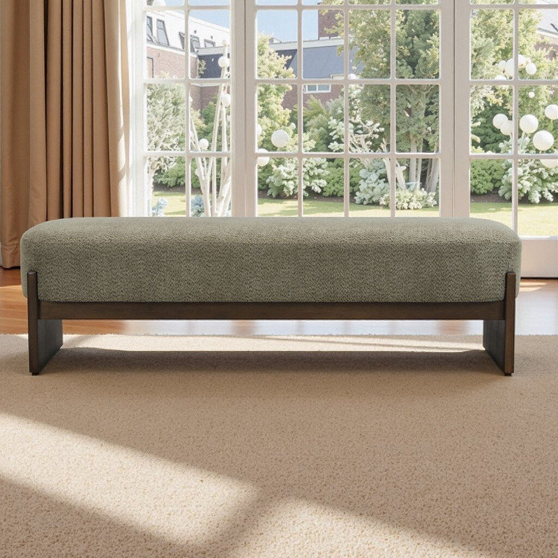 Banc de rangement pour repose-pieds texturé, Brun, vert foncé