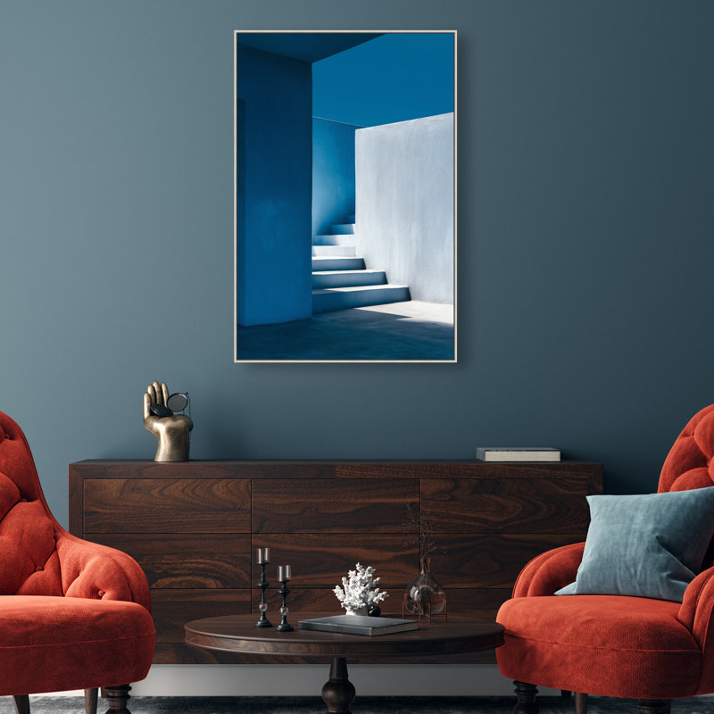 Deep Ocean Walls I Canvas Abstract Print by Oliver Gal, Black Frame, 10 x 15, 31"H x 46"W, Silver Floater Frame