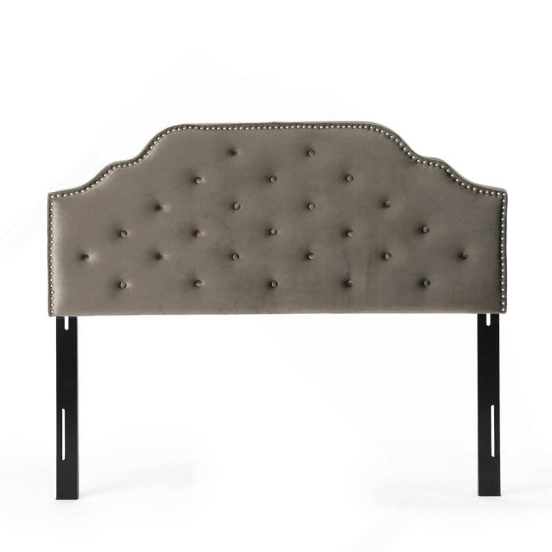 Tête de lit tapissier capitonnée de taille grand, tête de lit en bois massif avec pieds en métal durables, tête de lit grand à hauteur réglable avec garniture cloutée, tête de lit en tissu au design moderne capitonné