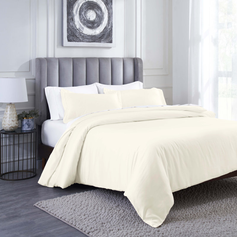 100% Modal From Beechwood Duvet Cover Set, Full /Queen, Ivory
