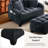 Modern Convertible 2-Seater Sofa Bed With Storage Ottoman, Reclining Backrest, And Side Pocket Armrest-956782542