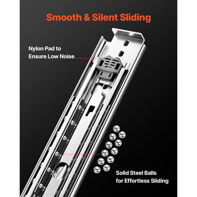 1 Pair Full Extension Drawer Slides 18 20 22 28 30 32 36 38 40 44 48 52 56 60 in, 500 lbs Load Capacity Locking Drawer Slides, Ball Bearing with Lock Side Mount Drawer Slide Rail