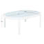 Table basse d'extérieur moderne avec plateau en verre trempé, structure en aluminium blanc, table de patio résistante aux intempéries pour la cour, la terrasse et le bord de la piscine