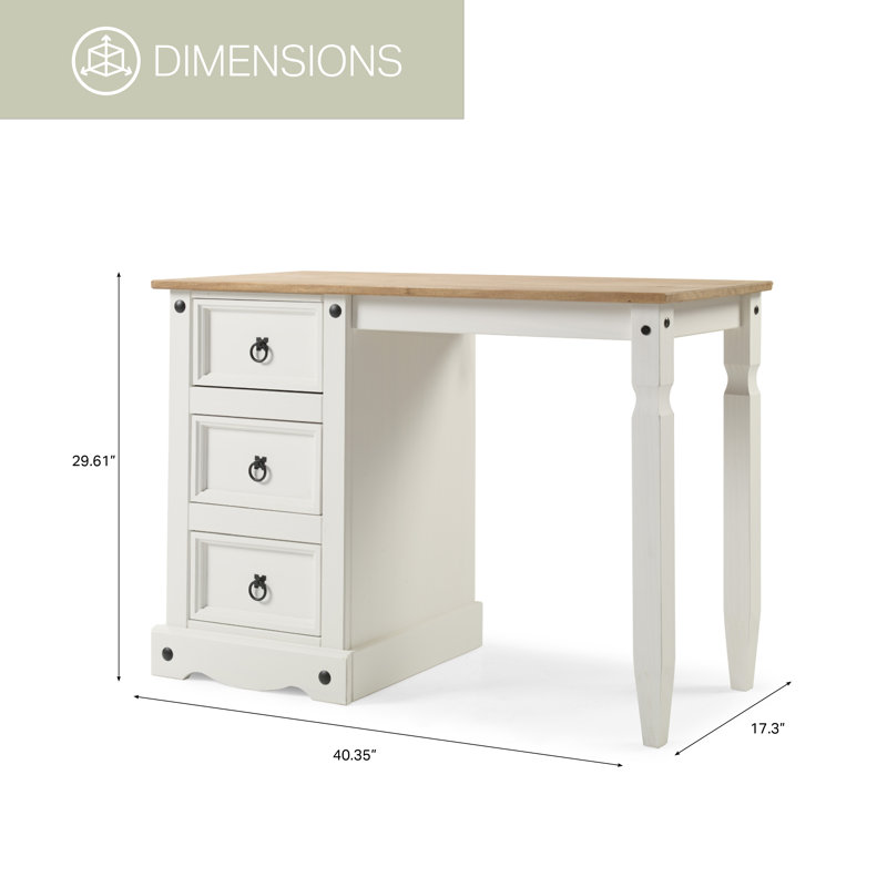 Francesville Solid Wood Writing Desk, Corona Snow