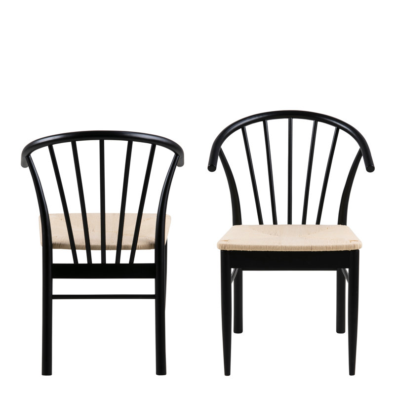Noland 83cm H Cotton Blend Upholstered Armchair in White, 2, Black