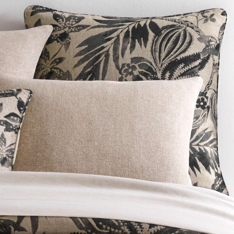 Antigua Linen Sham, Euro, Black/Ivory