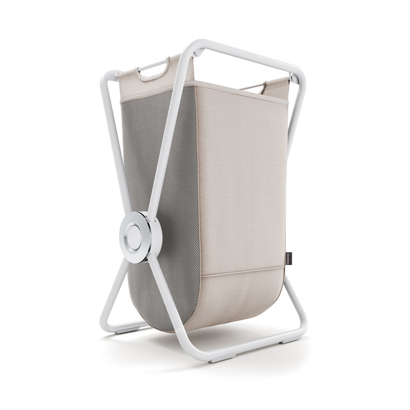simplehuman single x-frame laundry hamper, chrome, 75.00" H x 49.30" W x 41.80" D, White