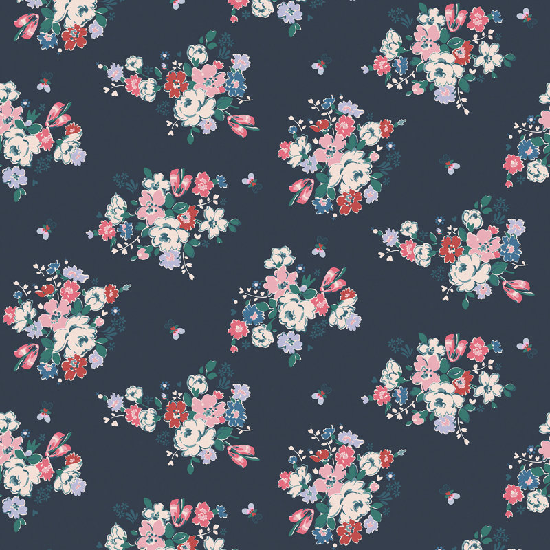 Cath Kidston Clifton Floral Wallpaper, Blue