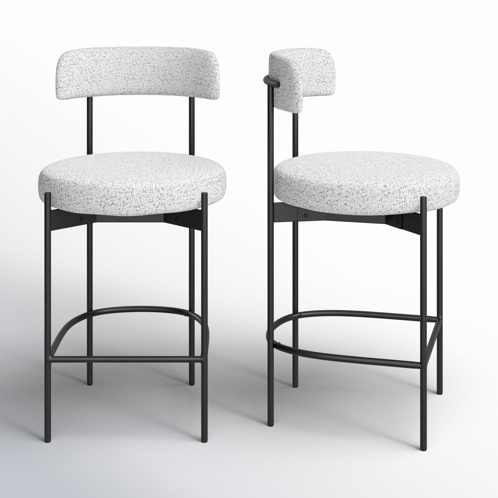 Liana Upholstered Counter Stool, Black/White