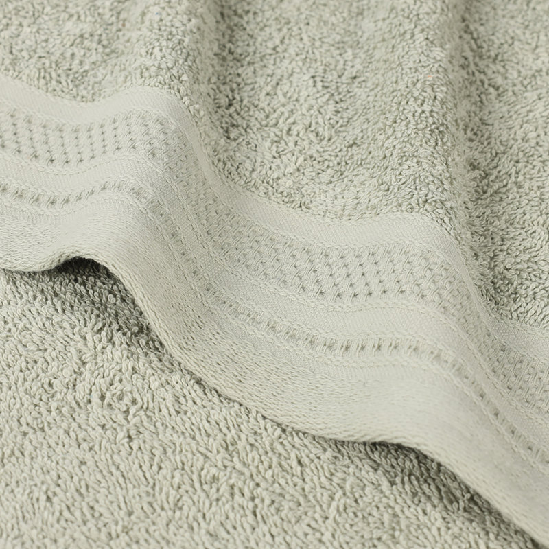 Honeycomb Textured Waffle Border Cotton Medium Weight Bath Sheets, Sage