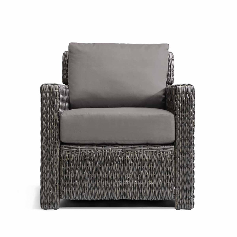 Fauteuil club d'extérieur en osier Fricis Point, Ardoise