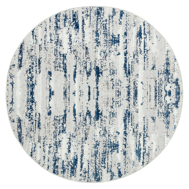 Tapis rond tissé bleu marine Milano, Round 6'7"