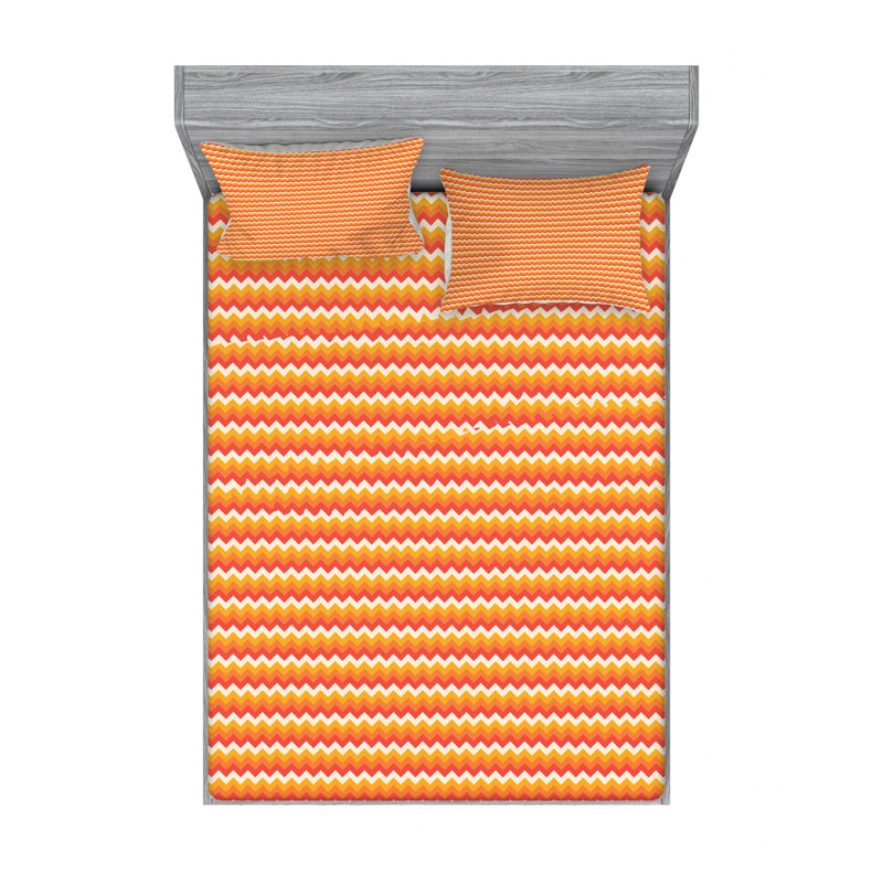 Microfiber Chevron Sheet Set, Queen Sheet Set with Fitted Sheet
