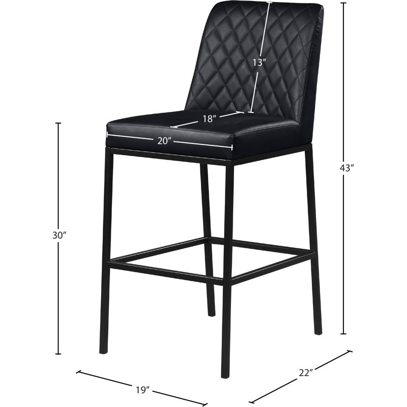 Bassick Upholstered Counter Stool with Metal Frame, Black Vegan Leather