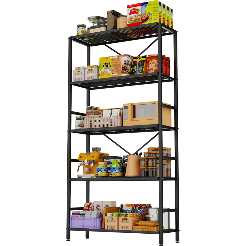 Étagère en métal noir robuste à 5 niveaux - support de rangement pour le garage, la salle de lavage et la salle de bain, L 37,8 po x l 14 po x H 65,7 po