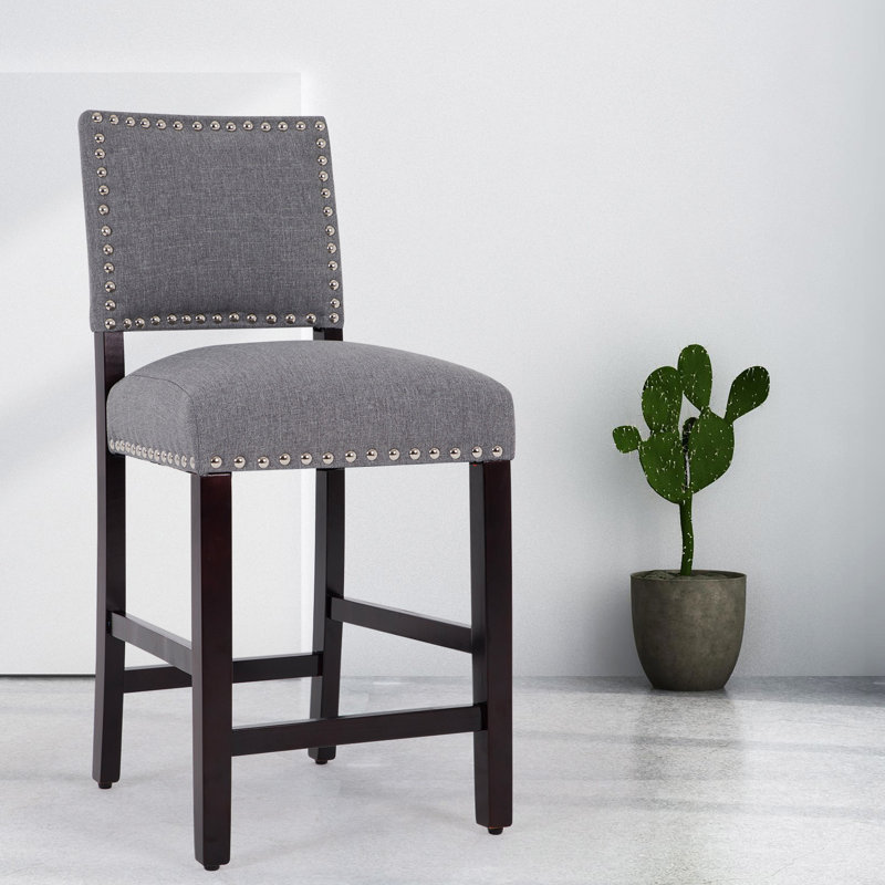 Solita Solid Wood Counter Stool, Gray