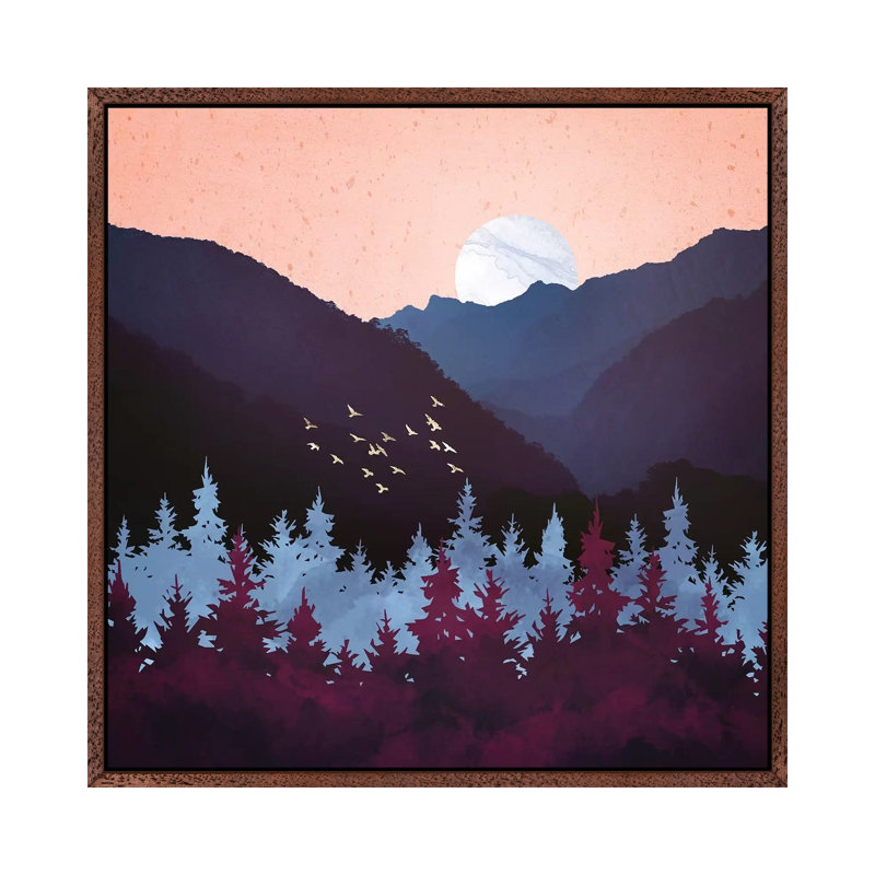 Mulberry Dusk - Print on Canvas, Brown Framed, 45.72 cm H x 45.72 cm W