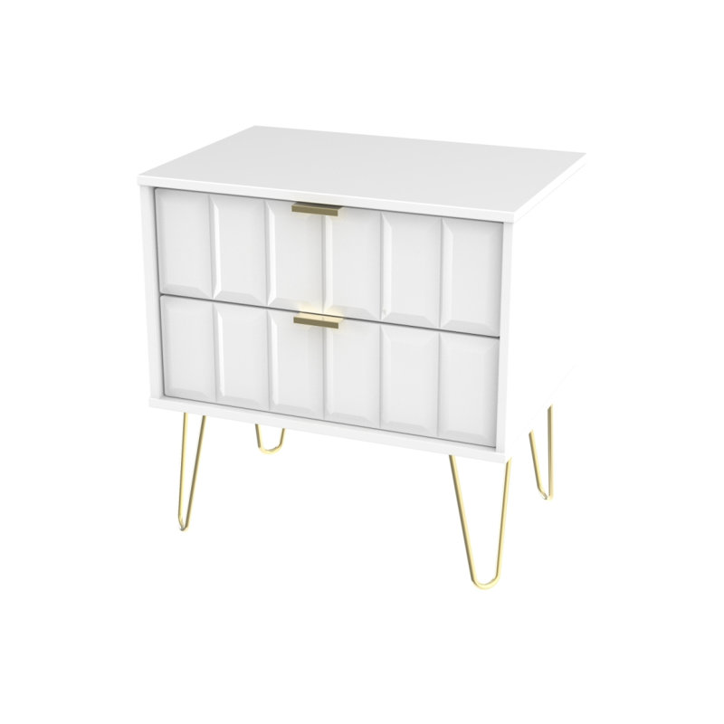 Fully Assembled Pawtucket 2 Drawer Bedside Table, White