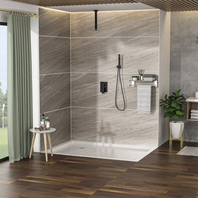 16 Inch Ceiling Mounted Dual Function Shower , Square Design, Oil Rubber Bronze Finish, Rainfall Shower, And - Scald Feature Mount System With Balanced Valve, 360° Swivel Rain Head, Easy