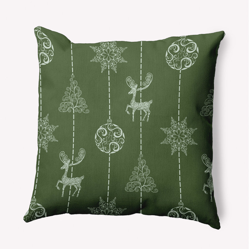 Coussin intérieur / extérieur Christmas Lines, Vert, H 16 po x l 16 po