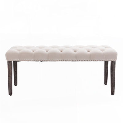 Upholstered Tufted Bench Ottoman , Velvet Dining Bench Bedroom Bench Footrest Stool Accent Bench