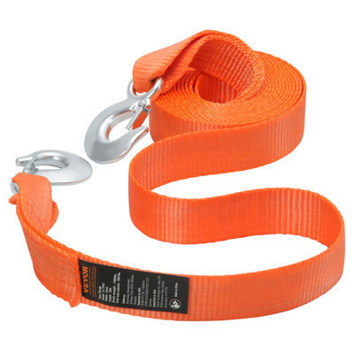 Sangle de remorquage pour véhicule tout-terrain avec crochets, 2 pouces x 20 pieds, capacité de 17 000 lb, corde de récupération durable avec crochets de sécurité pour camions et véhicules, accessoire de remorquage essentiel pour l'assistance en bordure de route